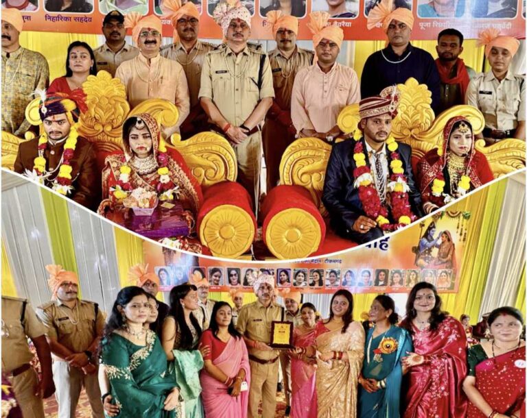 टीकमगढ़ में पुलिस अधीक्षक मनोहर सिंह मंडलोई बने बाराती — भरोसा अभियान के तहत नारी कल्याण समिति के सामूहिक कन्या विवाह में निभाई सहभागिता