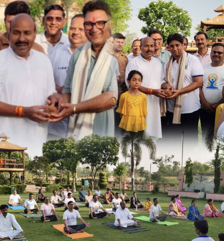 घर-घर योग, हर व्यक्ति निरोग अभियान: उपवन पार्क में योग शिविर में शामिल हुए केंद्रीय मंत्री डॉ. वीरेंद्र कुमार, आयुष विभाग की सराहना, किया योग शिविर में योगाभ्यास