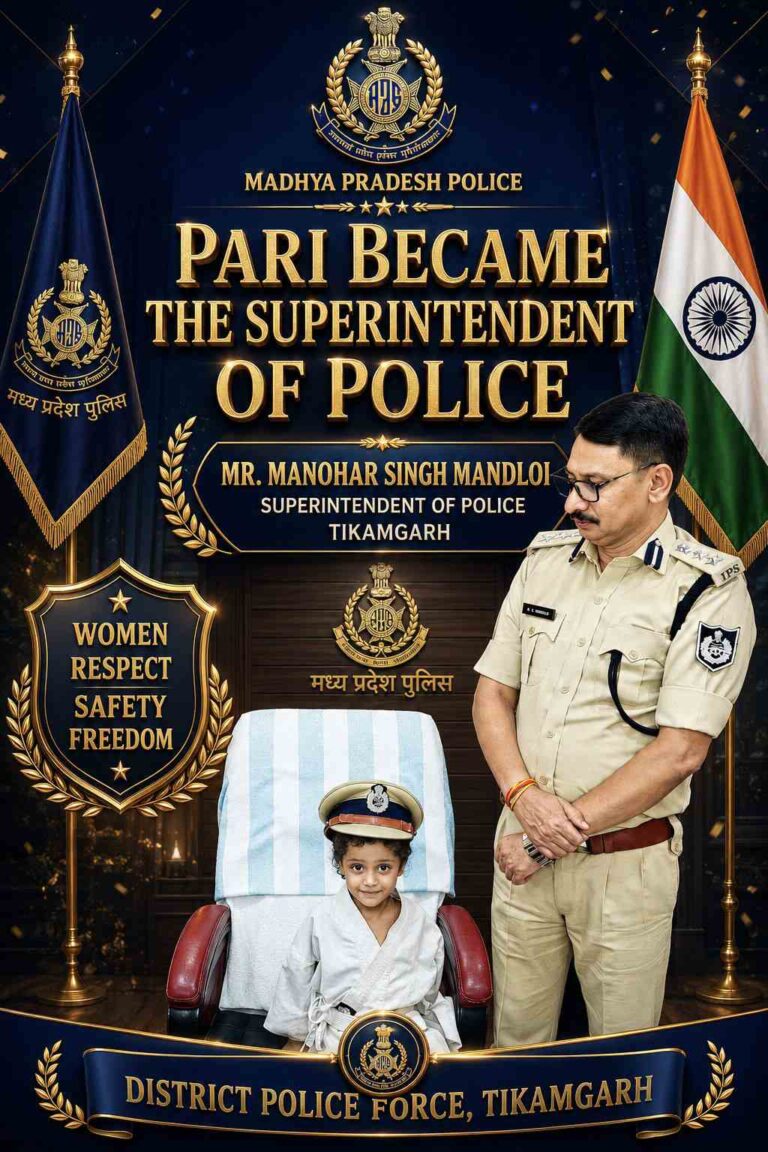एसपी मनोहर सिंह मंडलोई की अनूठी पहल, नन्ही ‘परी’ बनी एक दिन की पुलिस अधीक्षक